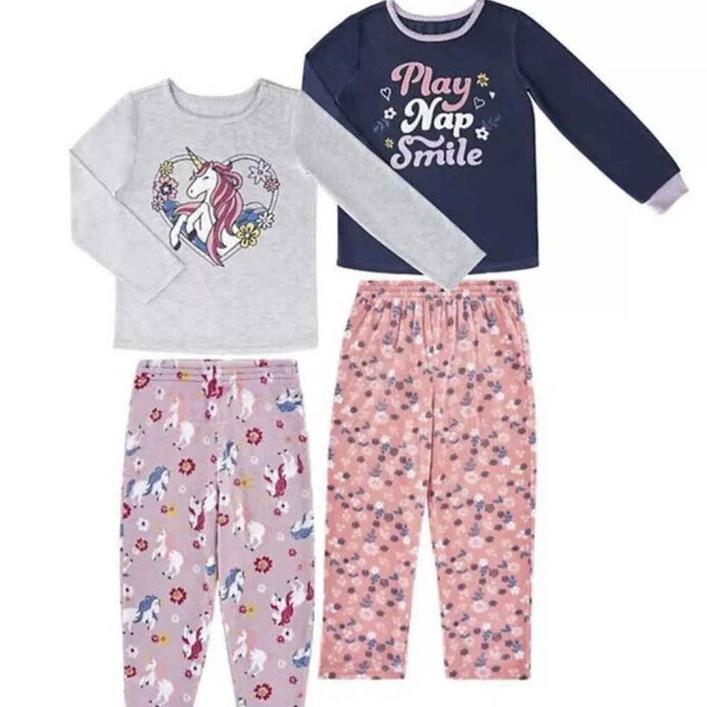 Girl's 4 piece Fleece Pajama set Unicorn